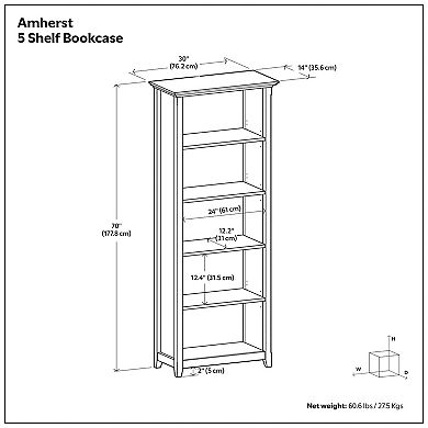 Simpli Home Amherst Transitional 5-Shelf Bookcase