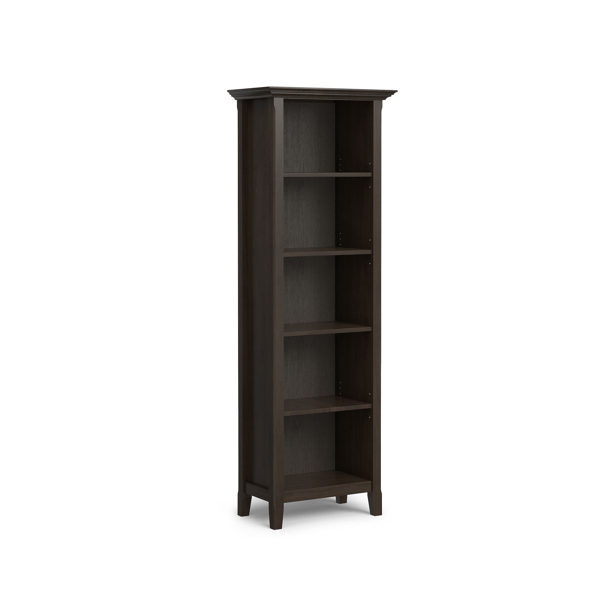 Simpli Home Amherst Transitional 5-Shelf Bookcase, Hickory Brown