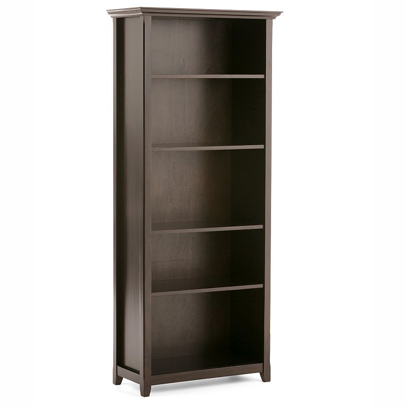 Simpli Home Amherst Transitional 5-Shelf Bookcase, Brown