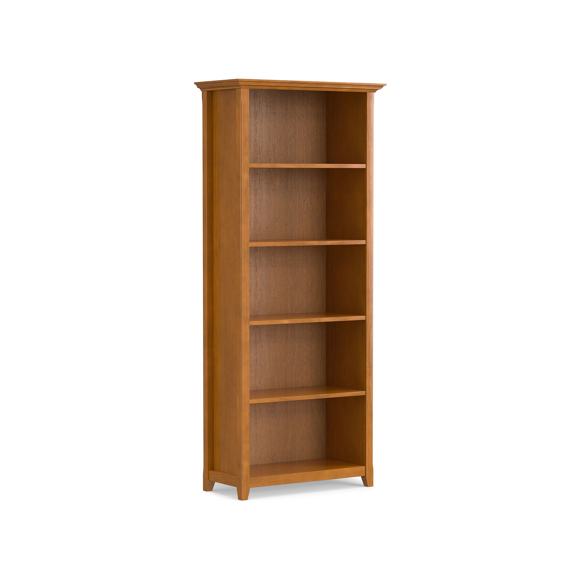 Simpli Home Amherst Transitional 5-Shelf Bookcase, Light Golden Brown