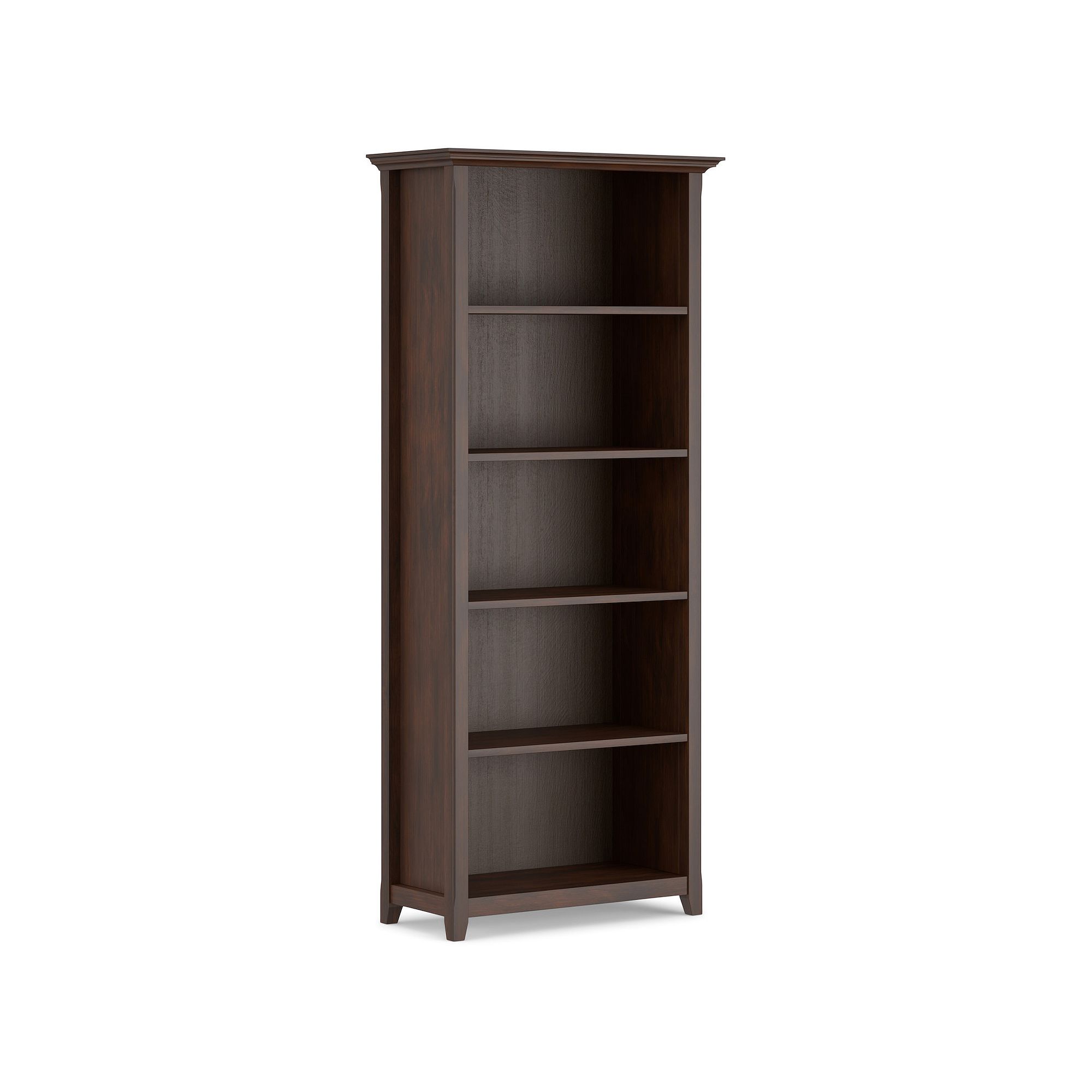 Simpli Home Amherst Transitional 5-Shelf Bookcase, Russet Brown