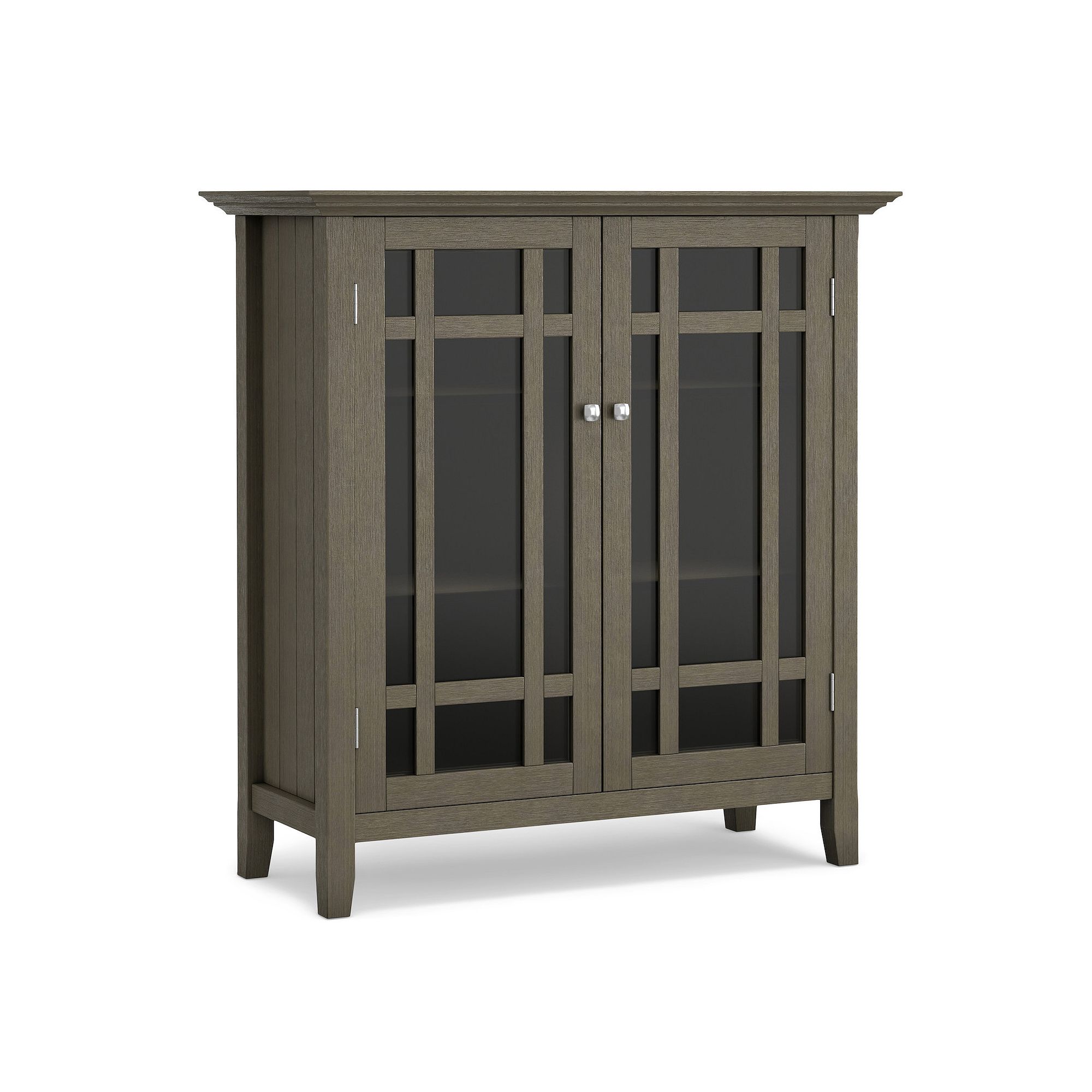 Simpli Home Bedford Rustic Medium Storage Cabinet, Farmhouse Gray