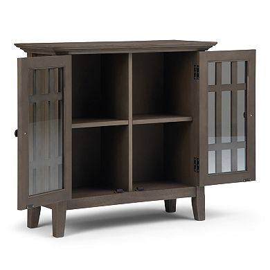 Simpli Home Bedford Rustic Low Storage Media Cabinet