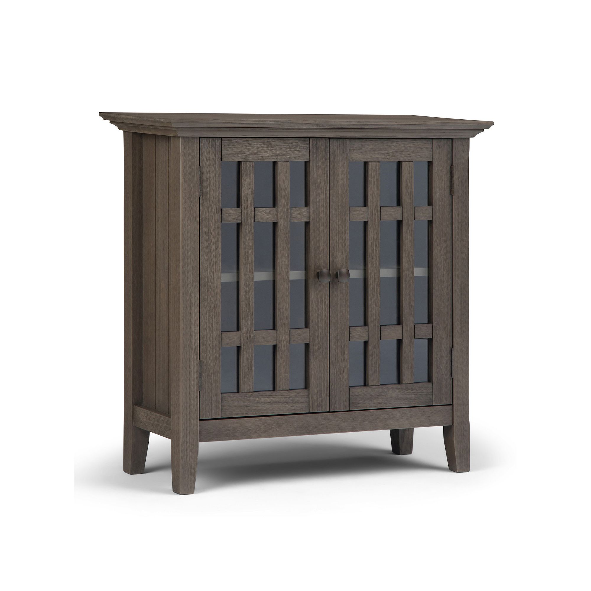 Simpli Home Bedford Rustic Low Storage Media Cabinet, Farmhouse Gray