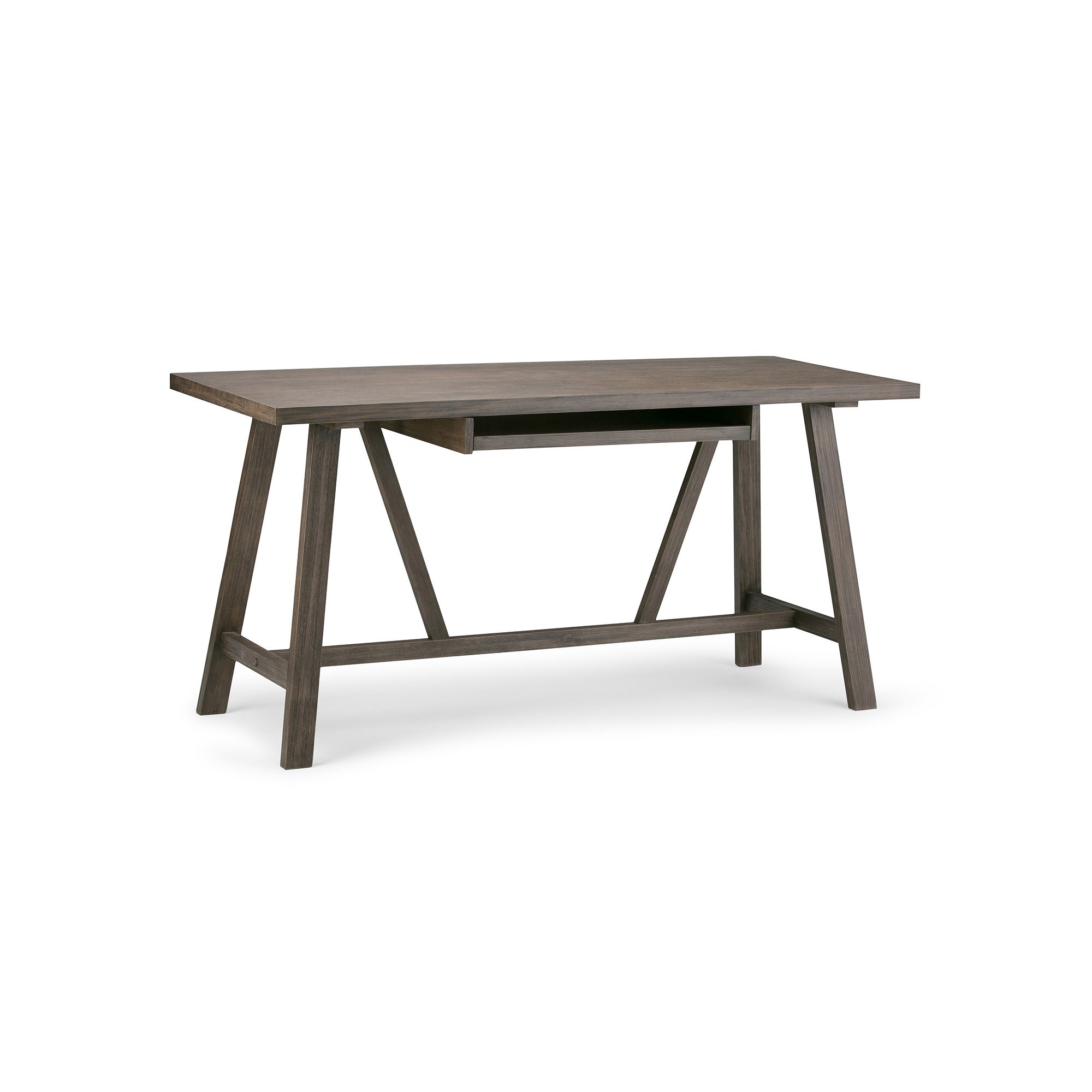 Simpli Home Dylan Modern Writing Office Desk in Black, Brown