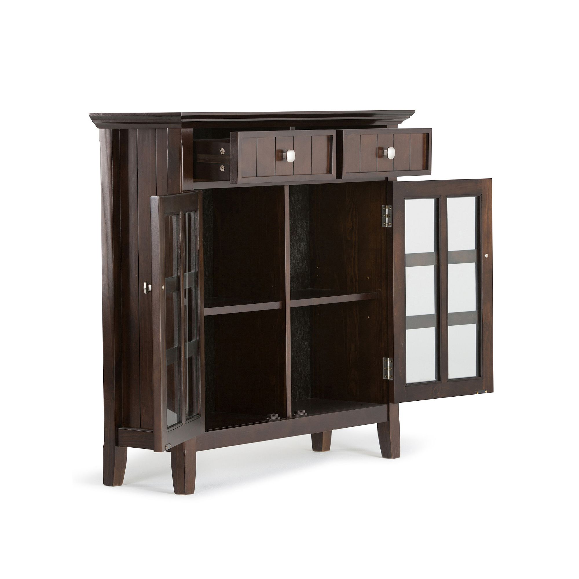 Simpli Home Acadian Rustic Entryway Storage Cabinet, Brunette Brown