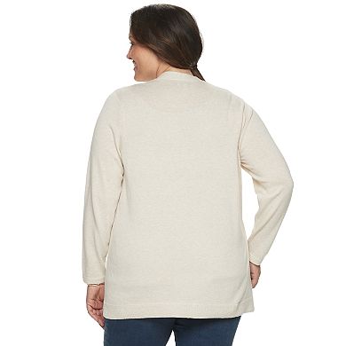 Plus Size Croft & Barrow Essential Open Front Cardigan