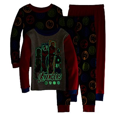 Boys 4-10 Marvel Avengers Glow Heroes 4-Piece Pajama Set