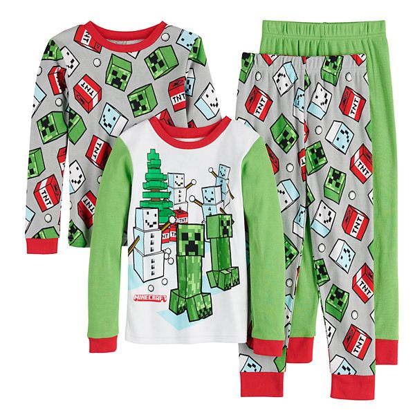 Boys 6 12 Minecraft Snow Men 4 Piece Pajama Set