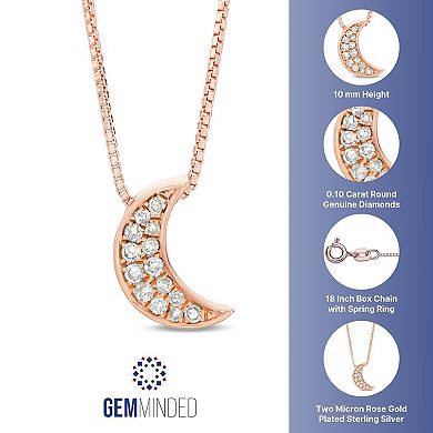 Gemminded 18k Gold Over Silver 1/10 Carat T.W. Diamond Crescent Moon Pendant Necklace