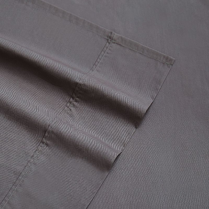 Brooklyn Loom Classic Cotton Sheet Set, Grey, Twin