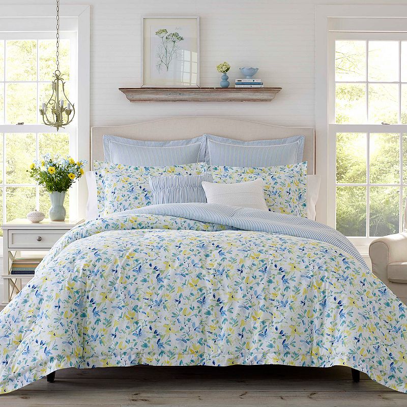 74915489 Laura Ashley Nora 7-Piece Comforter Set, Blue, Twi sku 74915489