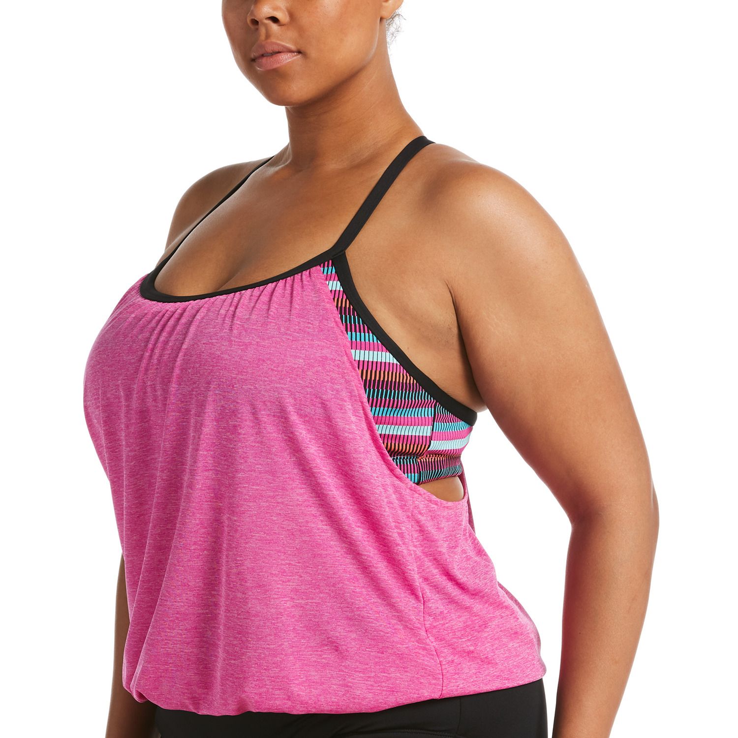 nike striped blouson swimsuit top