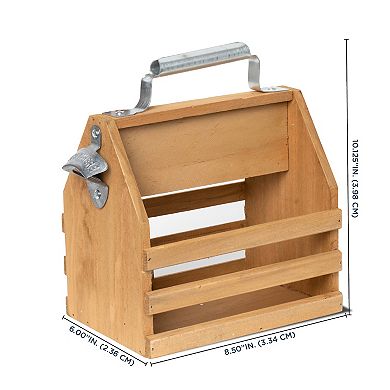 Hammer & Axe Bottle Caddy Wood with Opener