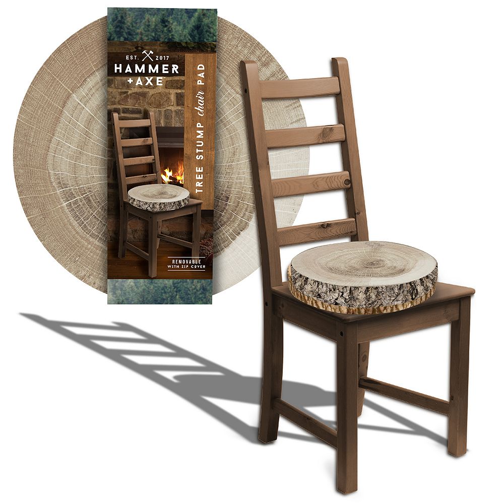 Hammer Axe Chair Pad Tree Stump Brown