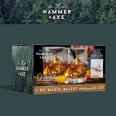 Hammer & Axe Whiskey Glass Bite the Bullet 2pk