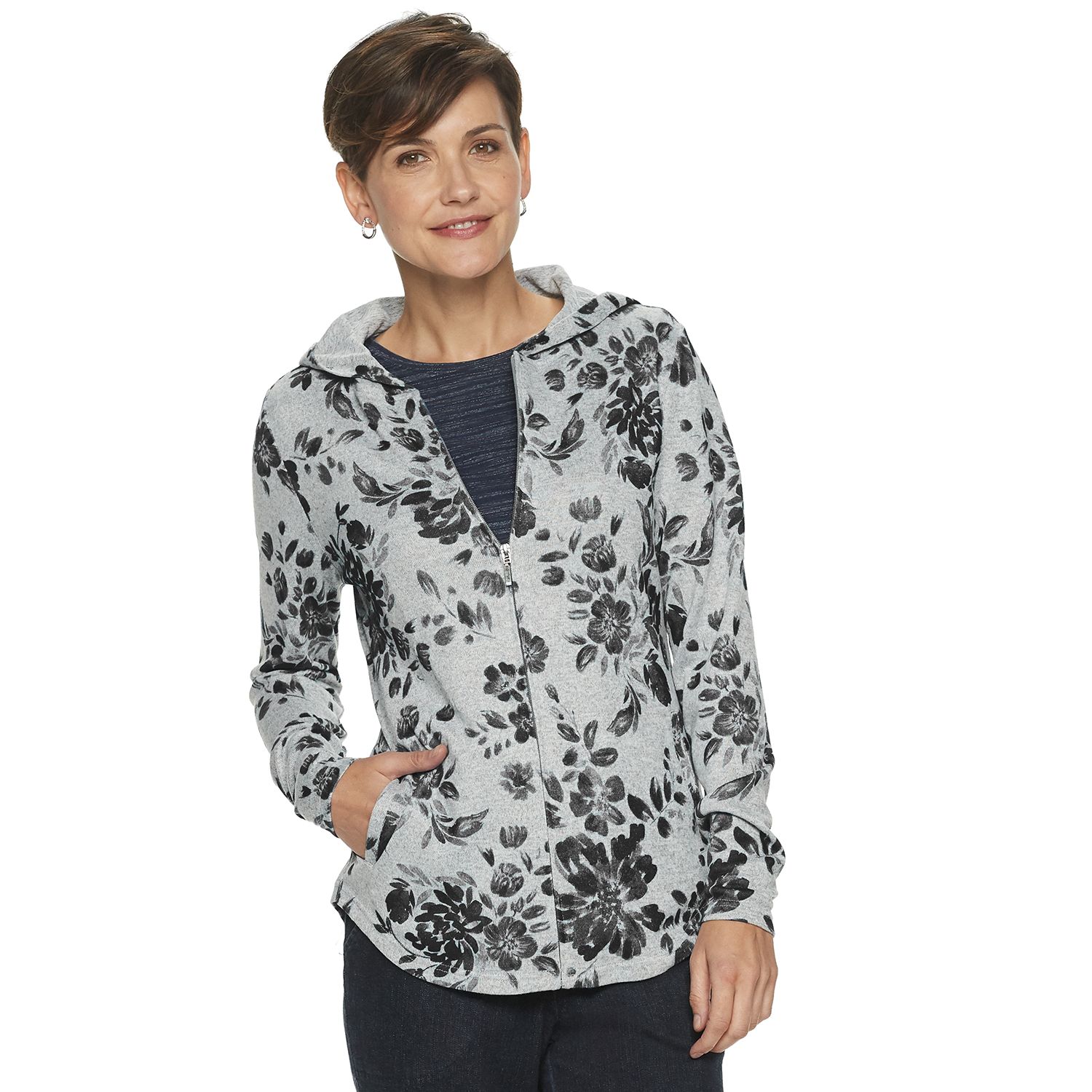 womens zip front sweatshirt