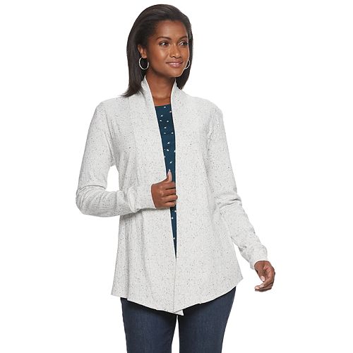 Women's Croft & Barrow® Long Sleeve Soft-Snit Open Front Cardigan