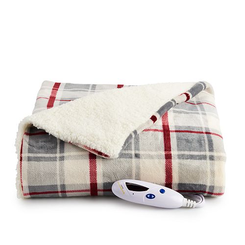 Biddeford Electric Heated Velour with Sherpa Throw