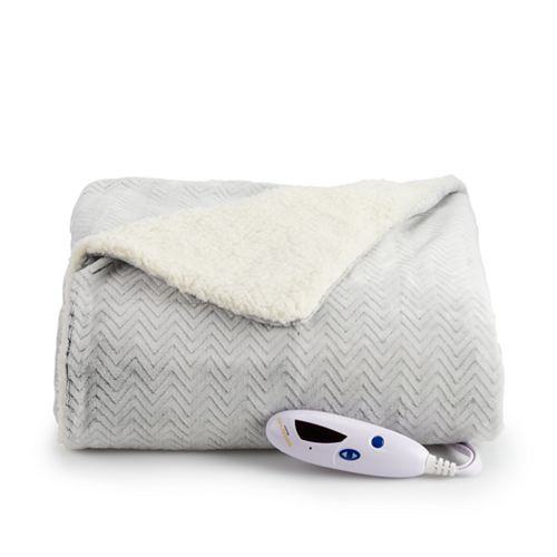 Biddeford Electric Heated Velour with Sherpa Throw