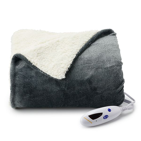 Biddeford Electric Heated Velour with Sherpa Throw