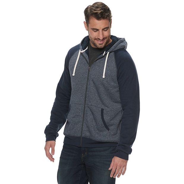 Big & Tall Sonoma Goods For Life® Sherpa-Lined Zip-Front Fleece Hoodie