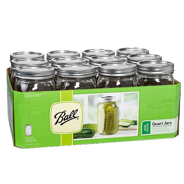 32 oz Ball Wide Mouth Quart Set of 12 Jars with Lids and Bands 