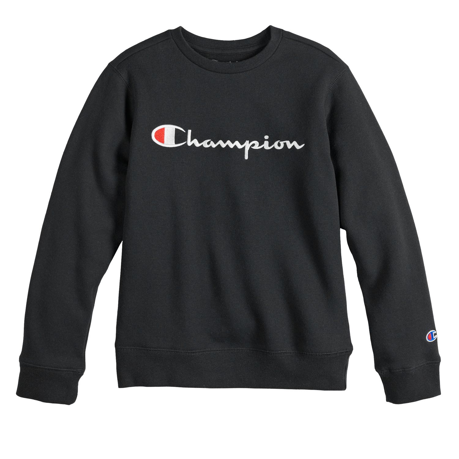 champion sweatshirt logo on sleeve
