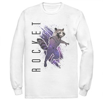 Men's Marvel Avengers Rocket Galaxy Painted Long Sleeve Tee