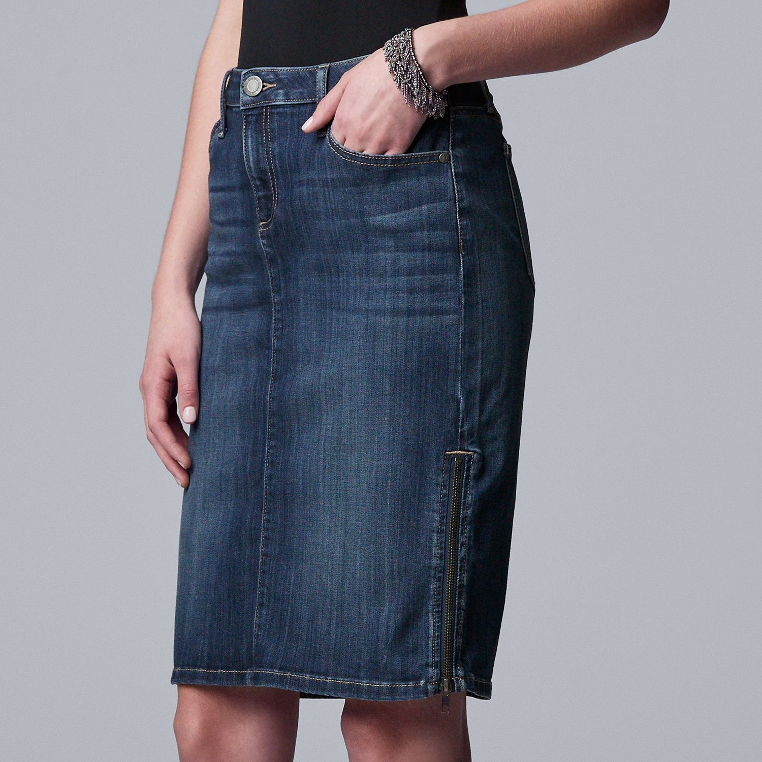 kohls womens denim skirts