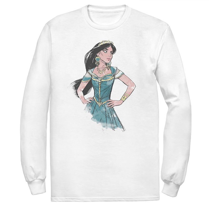 Disneys Aladdin Mens Jasmine Portrait Long Sleeve Graphic Tee, Size: Smal