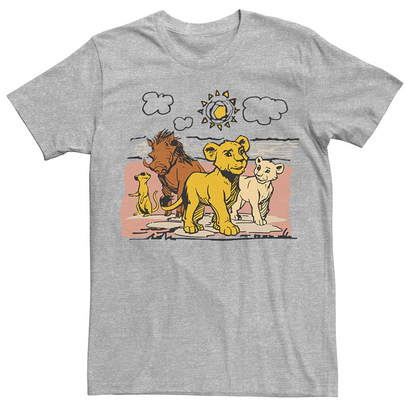 Disney's The Lion King Men's Simba, Nala, Timon & Pumba Graphic Tee, Size: Medium, Athletic Grey