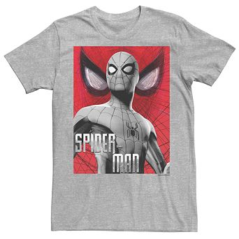 Men's Marvel Spider-Man Grey Spider Web Poster Tee