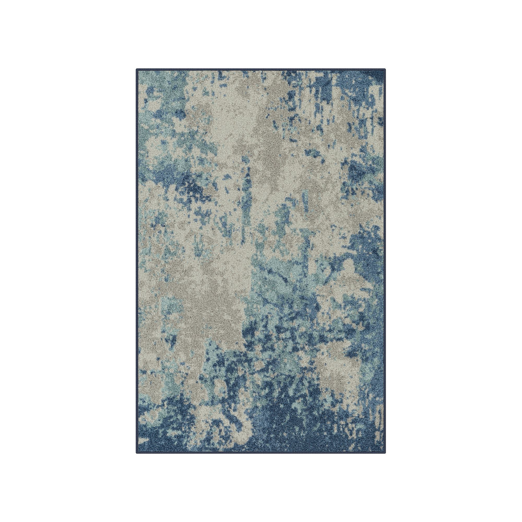 Maples Luna Area and Washable Throw Rug, Blue