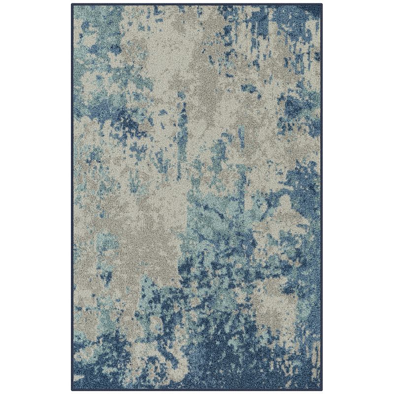 Maples Rugs Horizon Contemporary Washable Entryway Accent Rug for Indoor  1 8  x 2 10   Blue