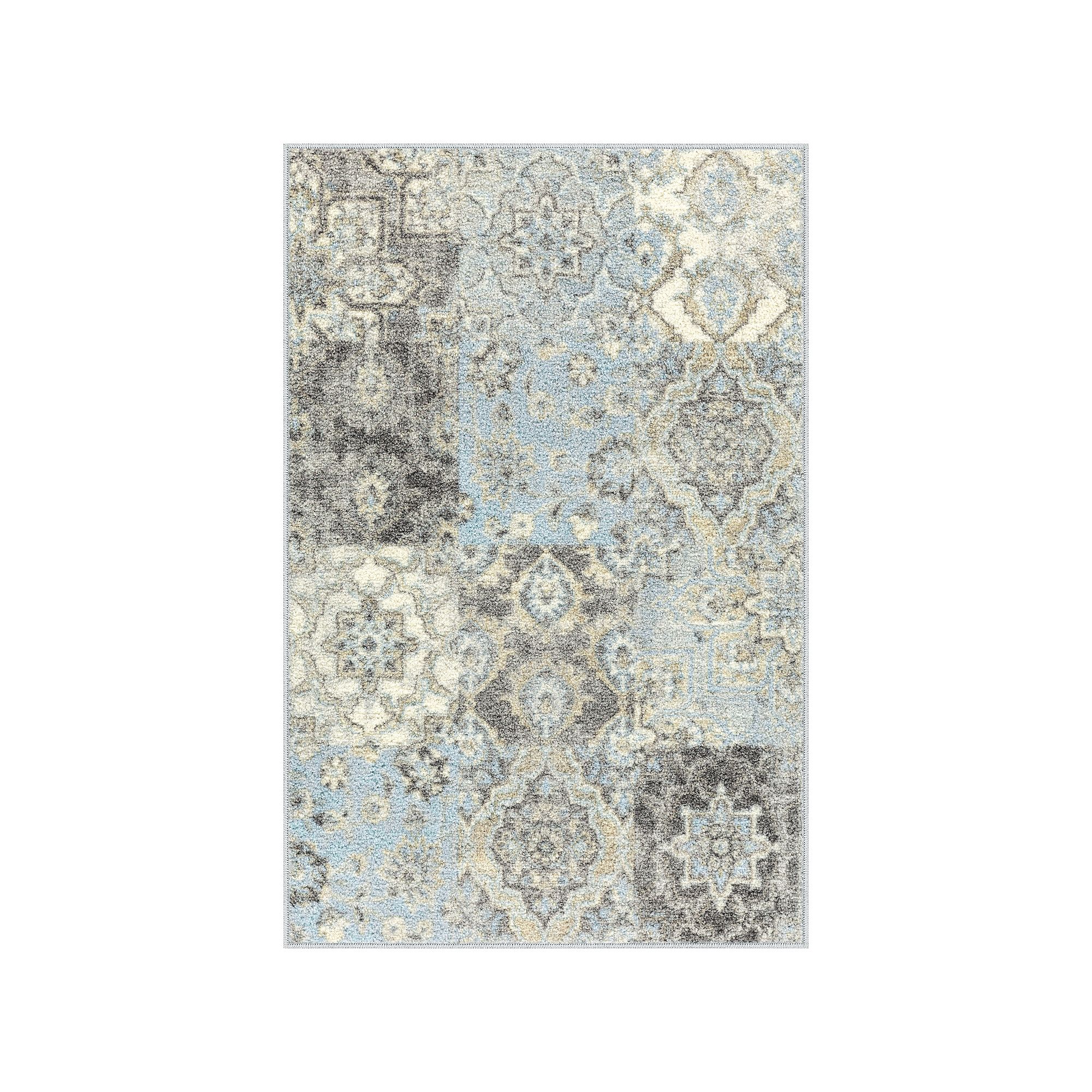 Maples Emilia Area and Washable Throw Rug, Blue