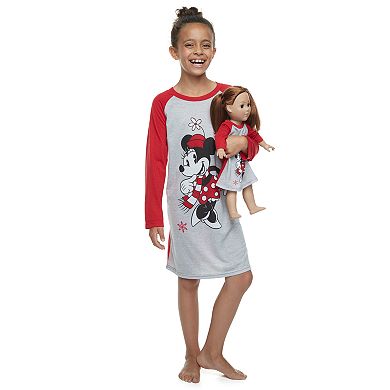 Disney's Minnie Mouse Girls 4-10 Nightgown & Matching Doll Gown by Jammies For Your Families