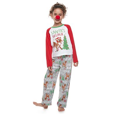 Girls 4-16 Jammies For Your Families Rudolph Top & Bottoms Pajama Set