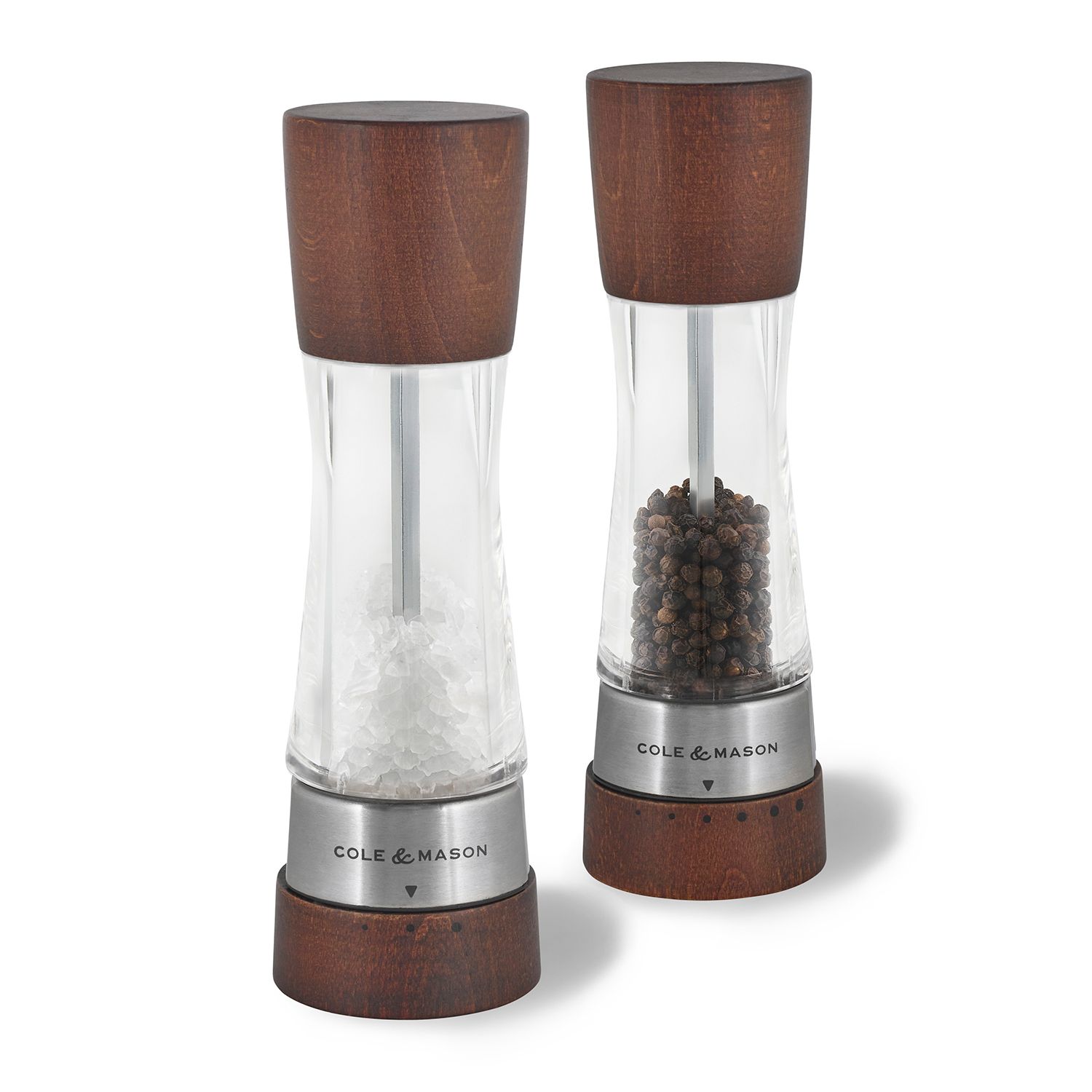 small wooden salt and pepper grinders