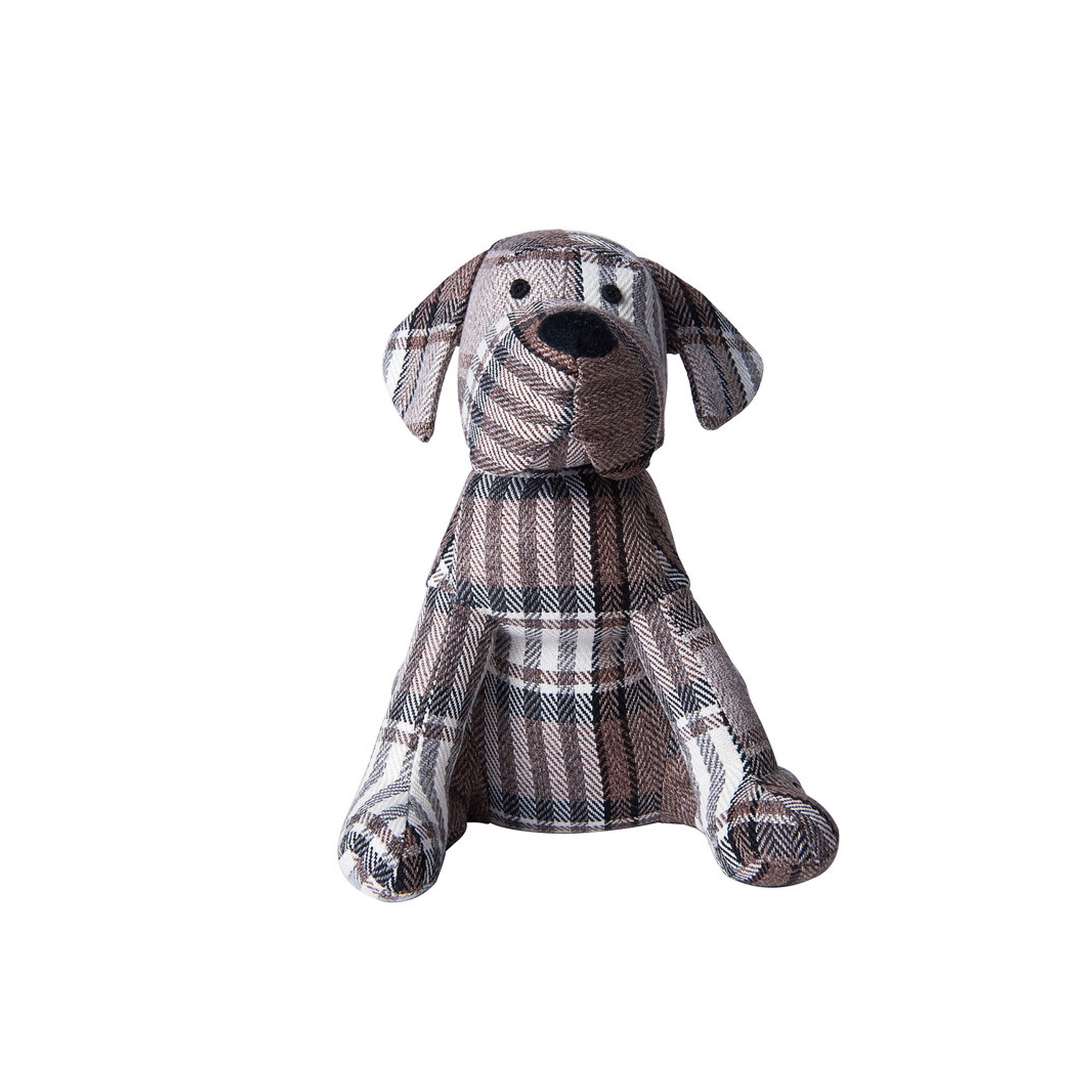 Elements Plaid Dog Door Stopper, Gray