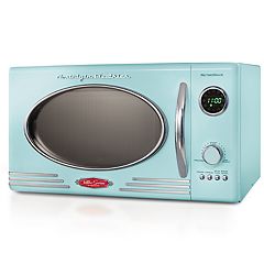 Costway 700W White Retro Countertop Microwave Oven with 5 Micro Power and  Auto Cooking Function