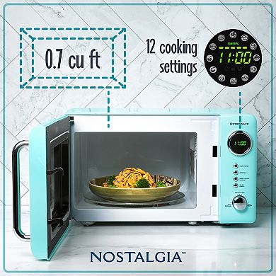 Nostalgia Electrics Retro Aqua 700-Watt Countertop Microwave Oven