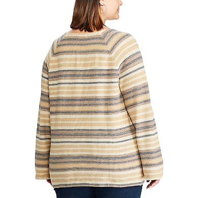 Plus Size Chaps Long Sleeve Striped Sweater