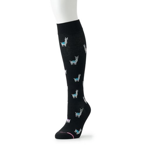 Women's Dr. Motion Everyday Mild Compression KneeHigh Socks Llama Print