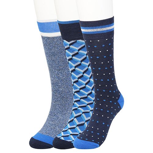 Big & Tall Haggar Comfort Geo Patterned Crew Socks (3 pack)