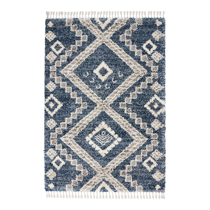 Nourison Scandinavian Hawthorn Shag Rug, Blue, 5X8 Ft