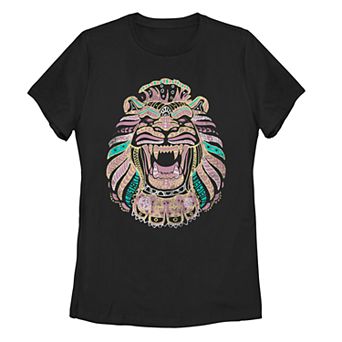 Juniors' Disney's Aladdin Lion Henna Geometric Pattern Tee Shirt