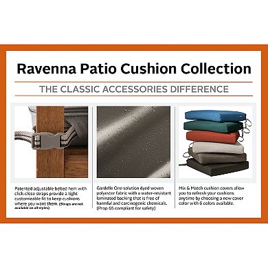 Classic Accessories Ravenna Stain Resistant Square Patio Seat Cushion Slipcover