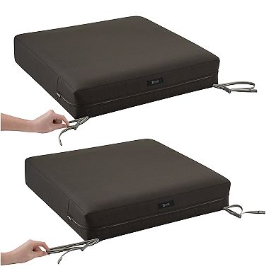 Classic Accessories Ravenna Stain Resistant Square Outdoor Patio Seat Cushion Slipcover