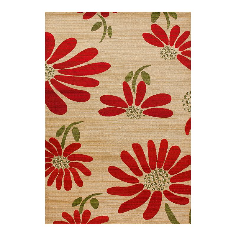 Art Carpet St. Croix Spring Daisy Beige Indoor Outdoor Rug, Multicolor, 5X8 Ft